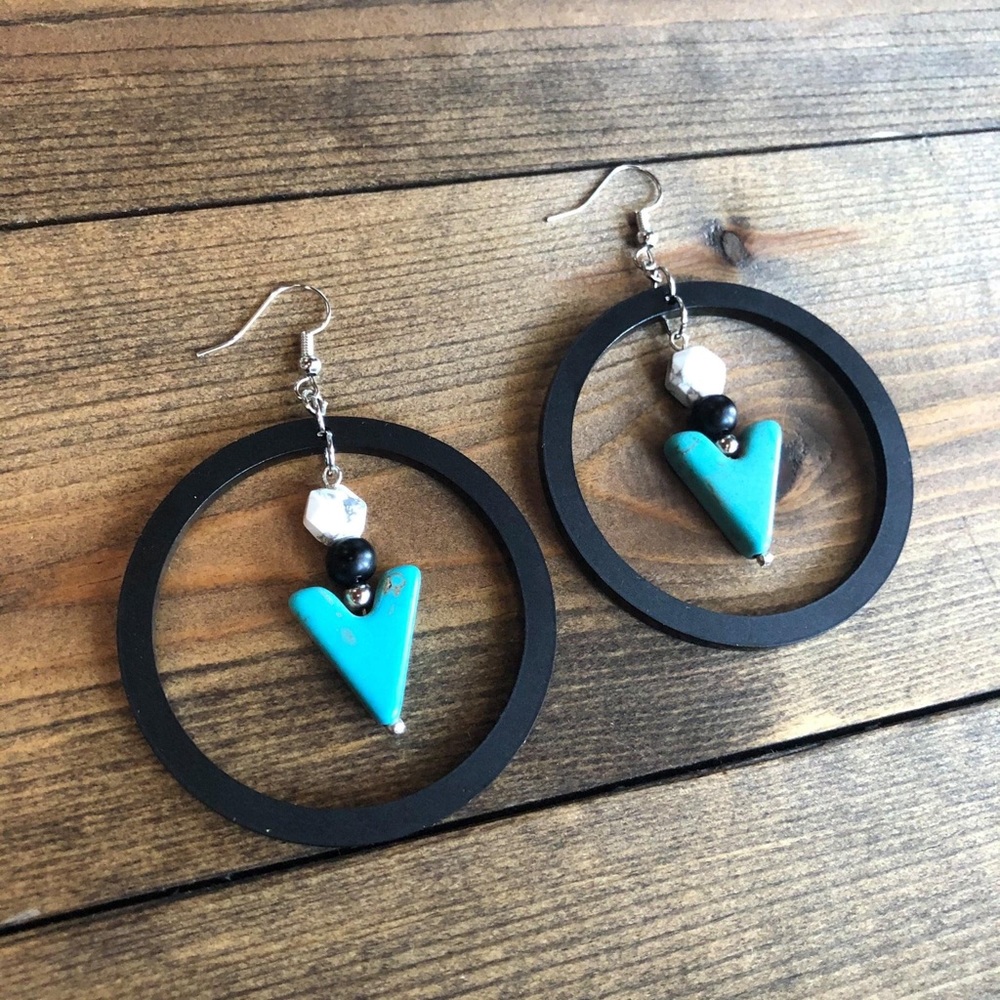 Turquoise Arrowhead Circle Dangle Earrings